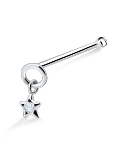 Stone Placed Star Silver Bone Nose Stud NSKD-554